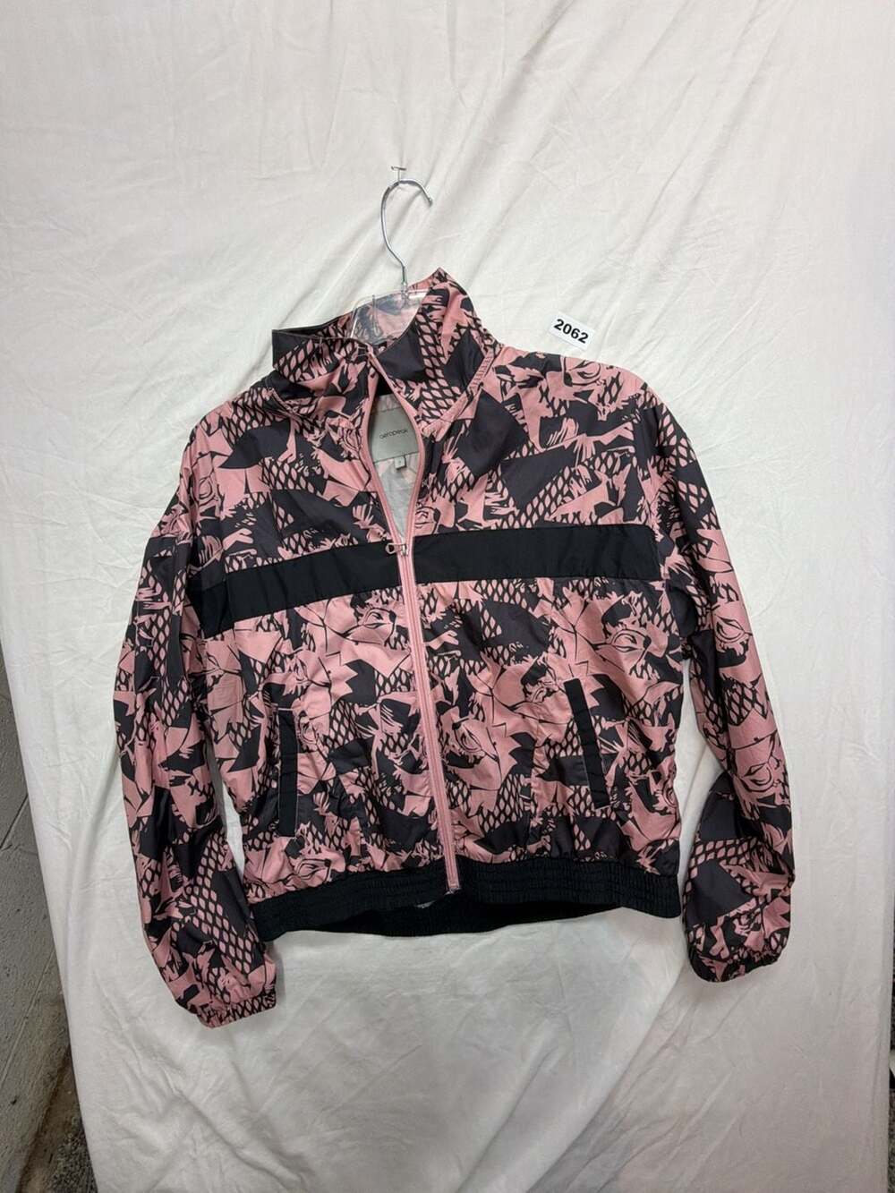 Aeropeak Track Jacket Size L Pink Black Floral Polyester Full Zip